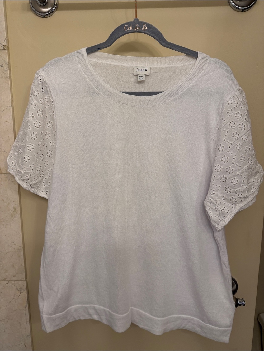 J. Crew Factory White Eyelet Short Sleeve Knit Tee
